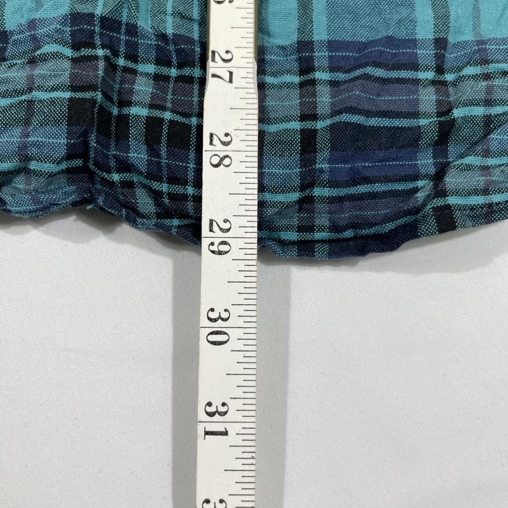 Aeropostale Shirt Mens M Teal Blue Plaid Long Sleeve Cotton Button Down - Picture 11 of 11